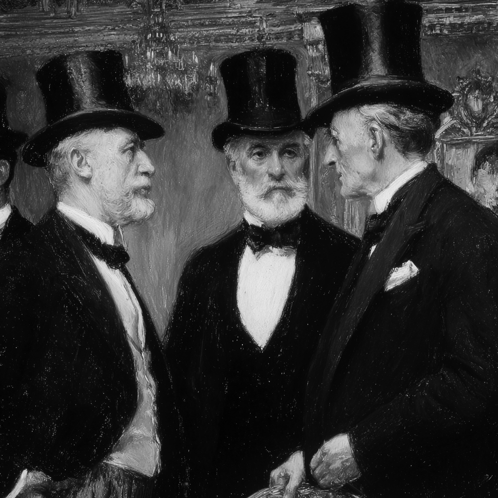 Gentlemen gathered in the Tontine Parlor